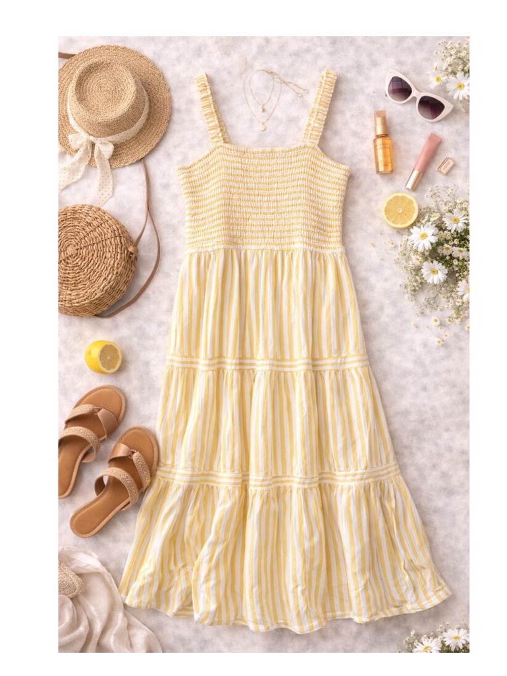 Marine Layer Women's Selene Linen Maxi Dress Golden Yellow Stripe Size XL